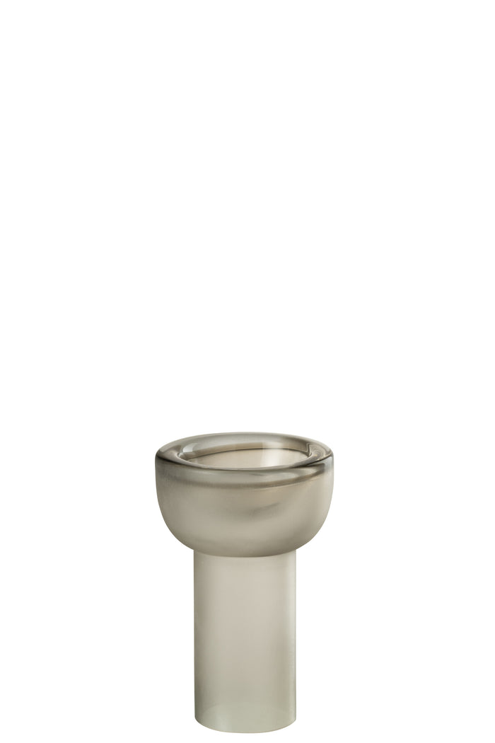 J-Line vaas|kandelaar Yara - glas - grijs - small - 20 cm ho