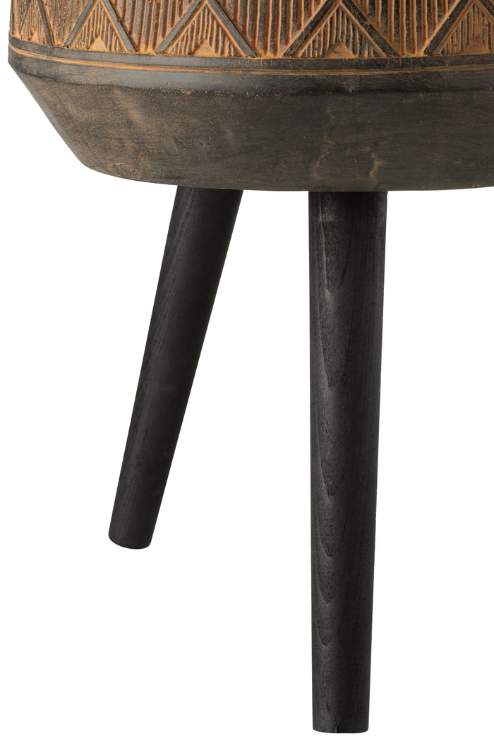 J-Line bloempot 3 Poten Etnisch - magnesium - bruin|beige - Ø 43 cm