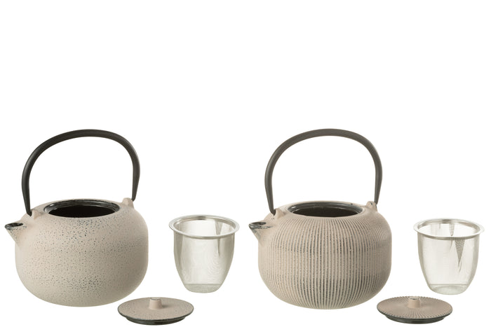 J-Line theepot - metaal - beige - 2 stuks