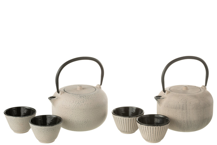 J-Line theepot - metaal - beige - 2 stuks