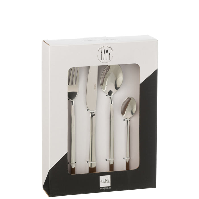 J-Line bestek - roestvrij staal - blinkend zilver - box van