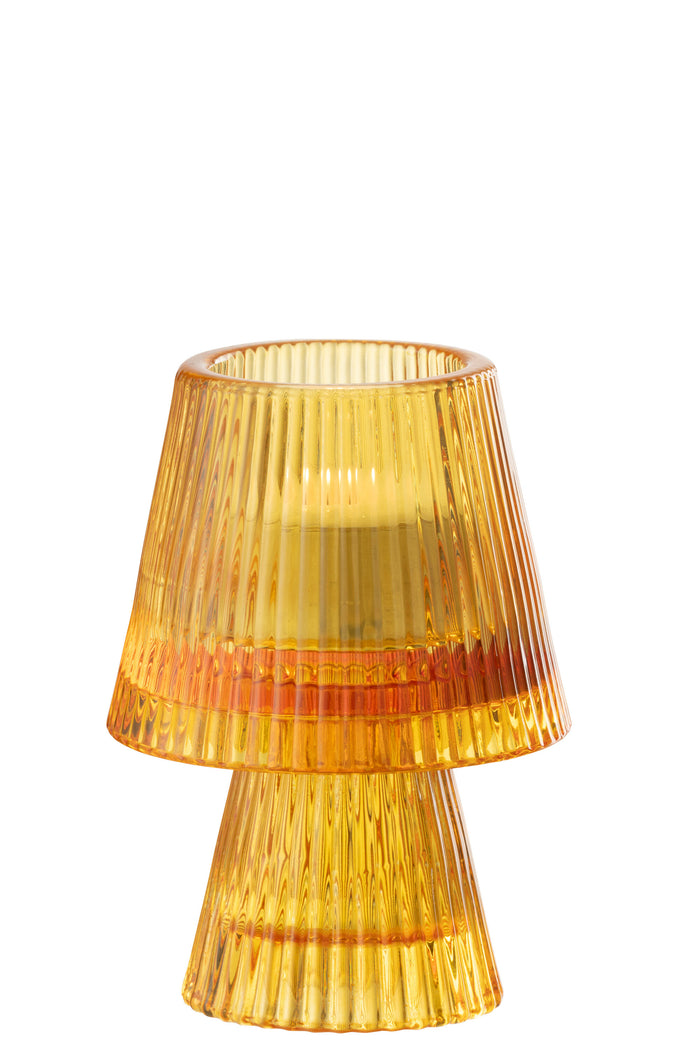 J-Line theelichthouder Hoed - glas - oranje