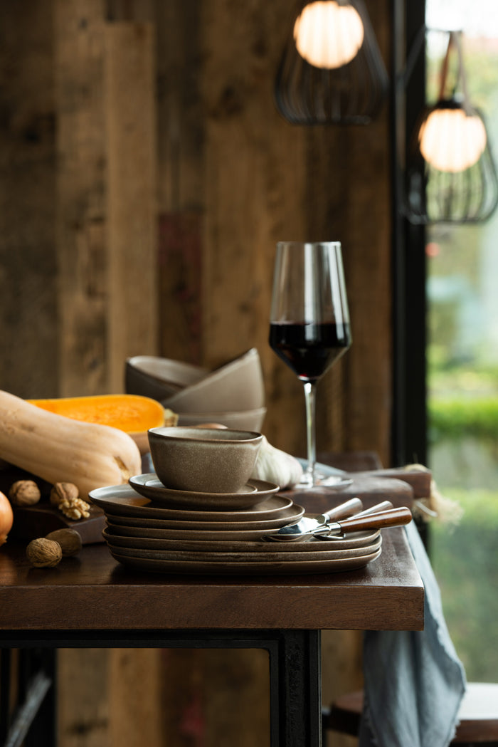 J-Line bord Louise - keramiek - cognac - medium - 6 stuks