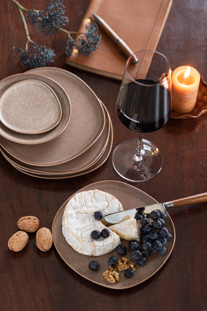 J-Line bord Louise - keramiek - cognac - medium - 6 stuks