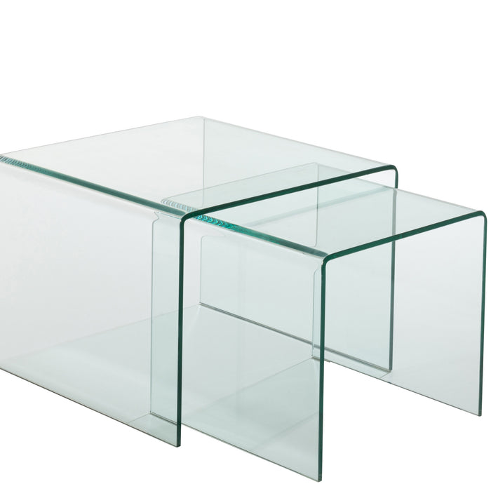 J-Line bijzettafel - glas - transparant - set van 2