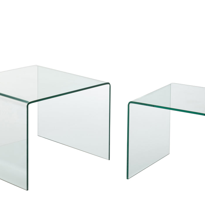 J-Line bijzettafel - glas - transparant - set van 2