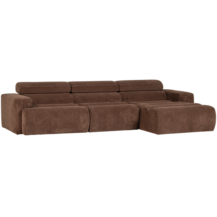 WOOOD Novi Chaise Longue Bank Rechts - Ribstof - Grijsbruin