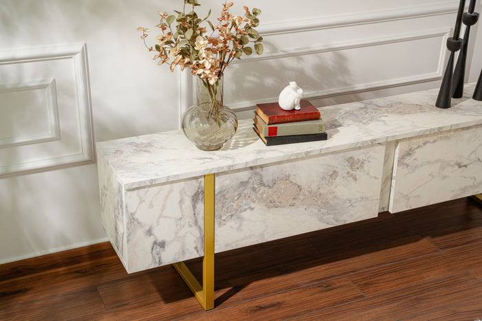 Giga Meubel - Tv-meubel Goud|Marmerlook - 180x30x50cm - Serenity