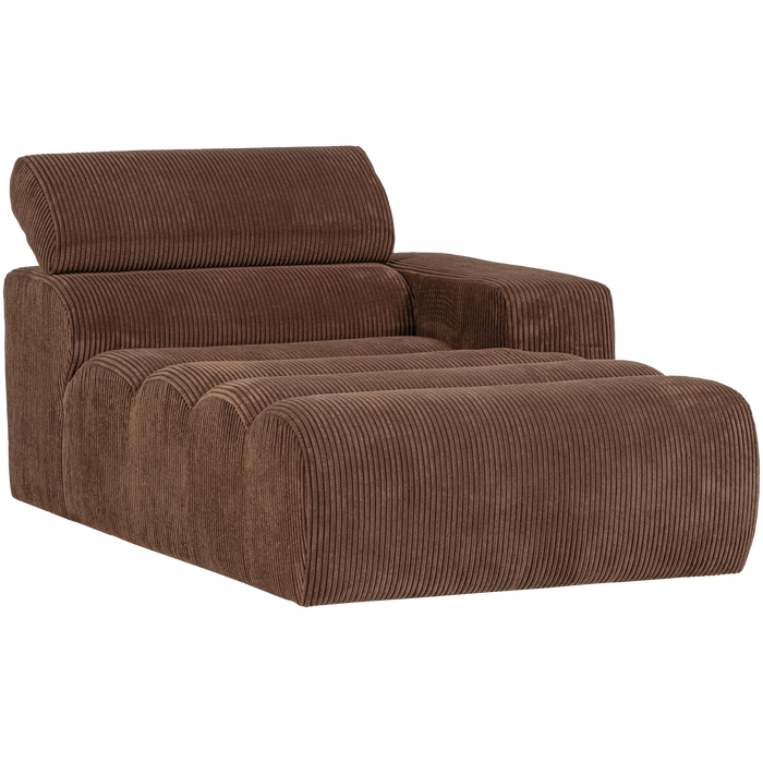 WOOOD Novi Chaise Longue Element Arm Rechts - Ribstof - Mokkabruin