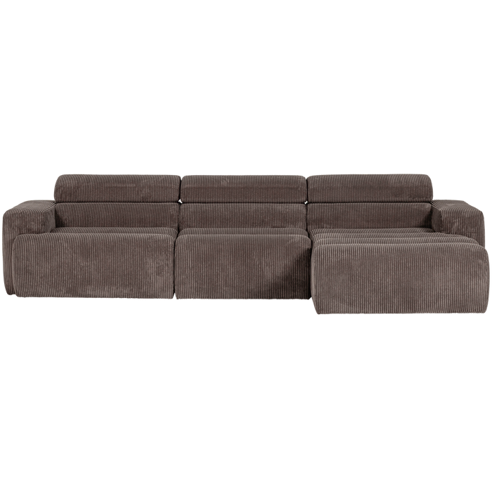 WOOOD Novi Chaise Longue Bank Rechts - Ribstof - Grijsbruin