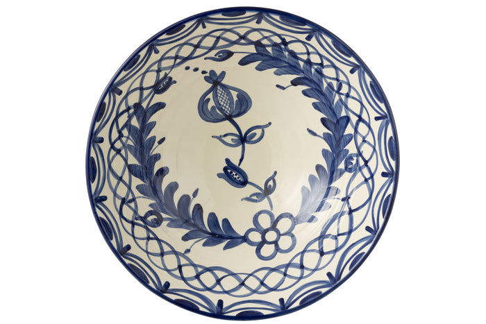 J-Line kom Lebrillo Granada - keramiek - wit|blauw