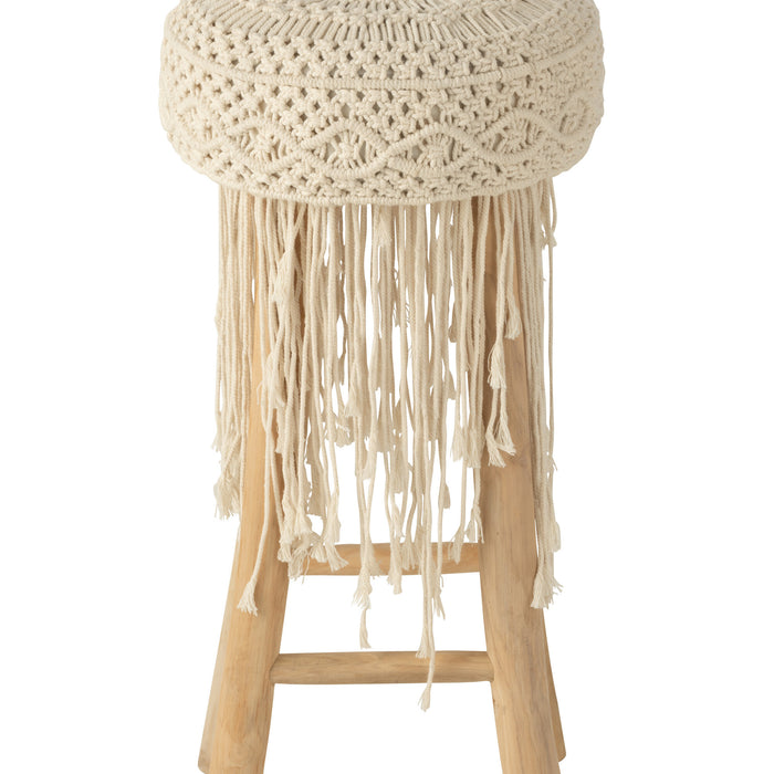 J-Line stoel Fringes Macrame - hout - wit