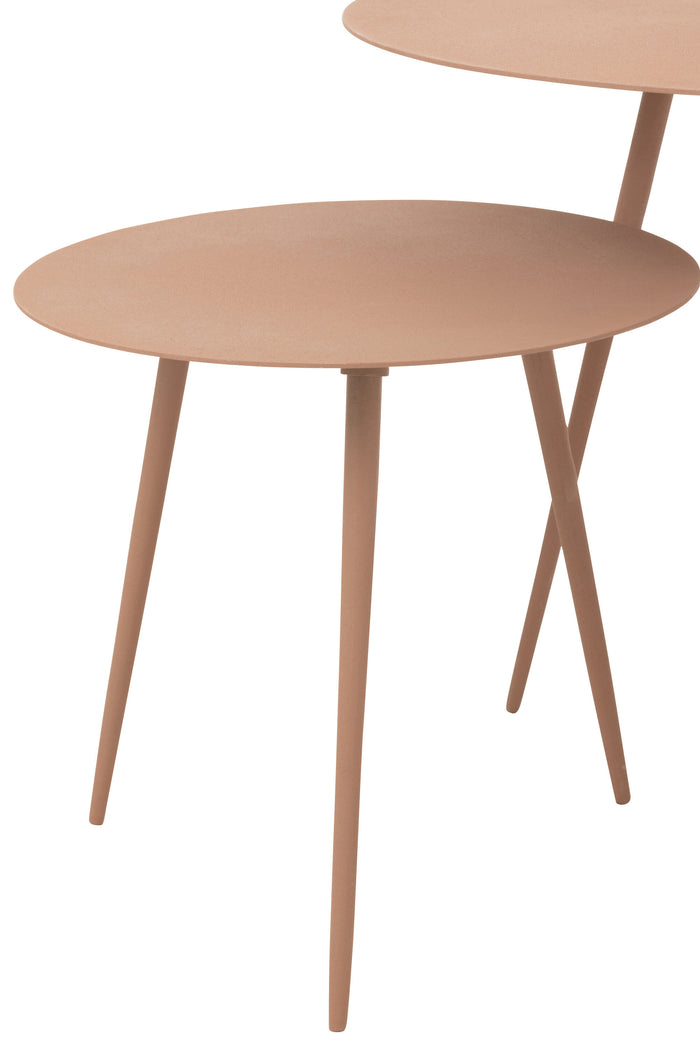 J-Line bijzettafel - ijzer - oud roze - set van 3