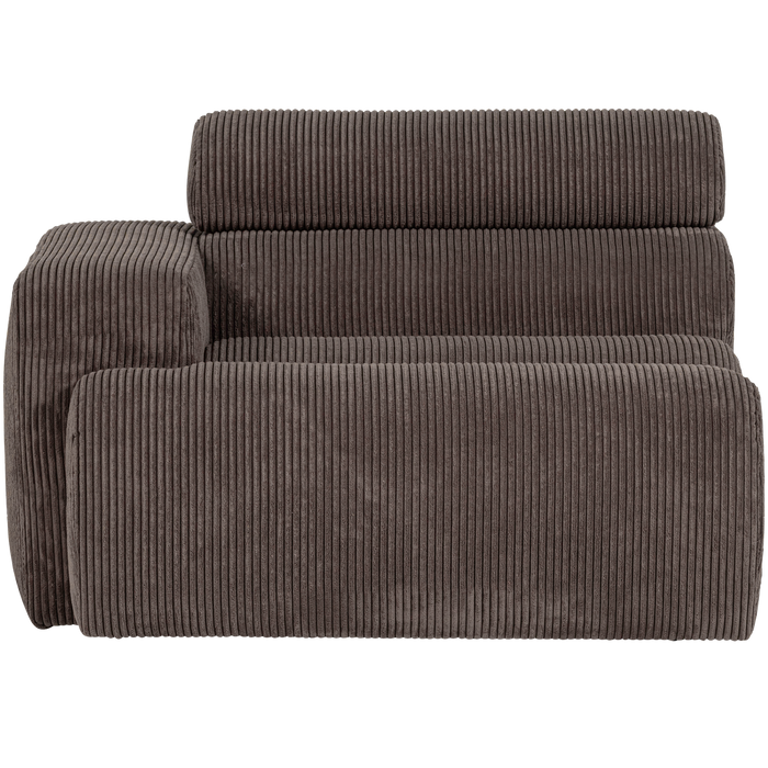 WOOOD Novi 1-Zits Element Bank Arm Rechts - Ribstof - Grijsbruin