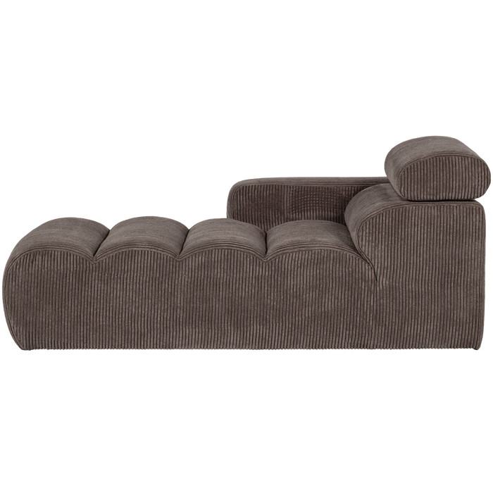 WOOOD Novi Chaise Longue Element Arm Links - Ribstof - Grijsbruin