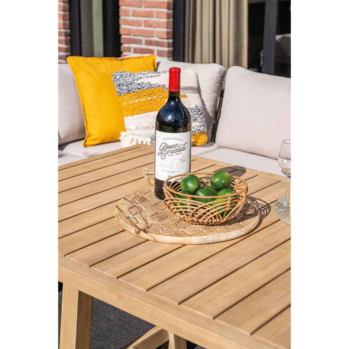 Santos lounge-diningset - 5-dlg.-rechts-acaciahout met white wash-sand