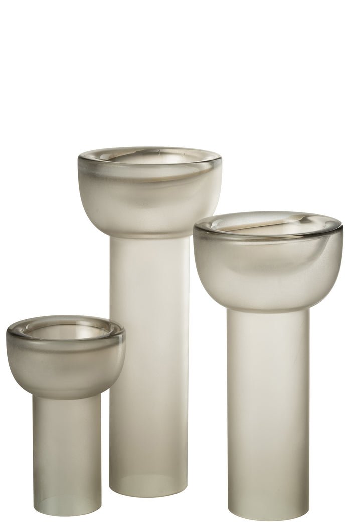 J-Line vaas|kandelaar Yara - glas - greige - large - 38 cm h