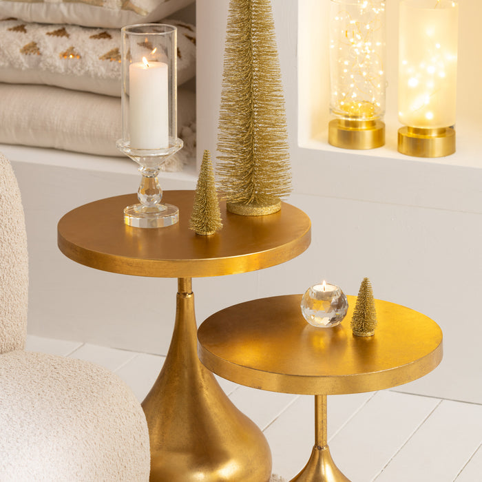 J-Line bijzettafel Druppel - metaal - goud - 2 stuks