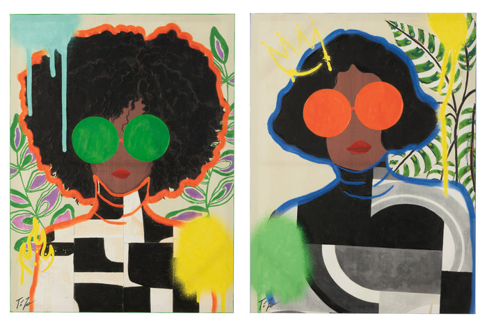 J-Line wanddecoratie Vrouw Popart - canvas - mix - large - 2