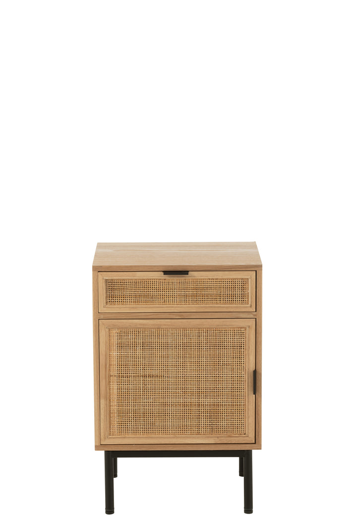 J-Line nachtkast Vierkant - hout|metaal - naturel|zwart