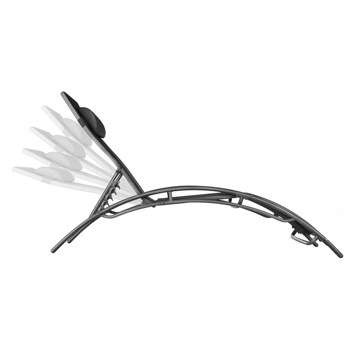 tectake® 2 ligbedden van aluminium, 5-voudig verstelbaar - Zwart