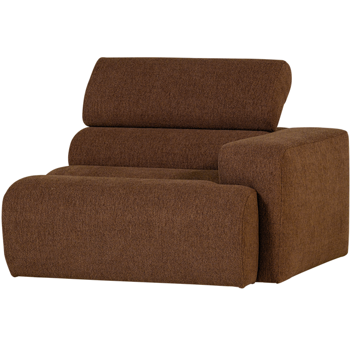 WOOOD Novi 1-Zits Element Bank Arm Rechts - Polyester - Mokkabruin