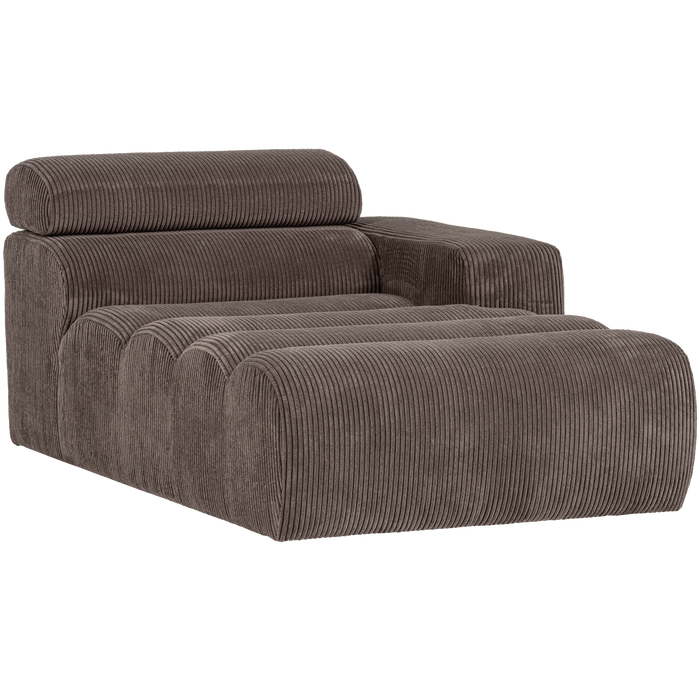 WOOOD Novi Chaise Longue Element Arm Rechts - Ribstof - Grijsbruin