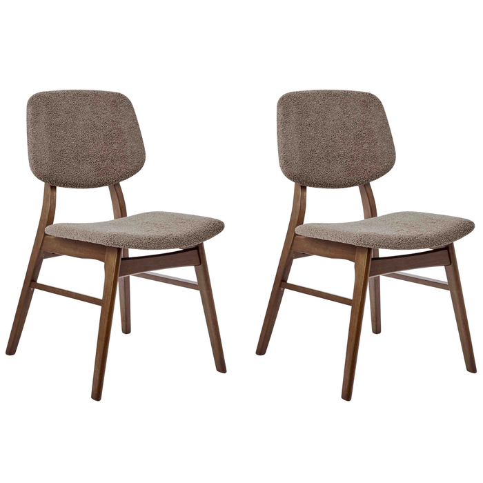 Beliani-ELAINE-Eetkamerstoel set van 2-Taupe-Donker hout|Bouclé