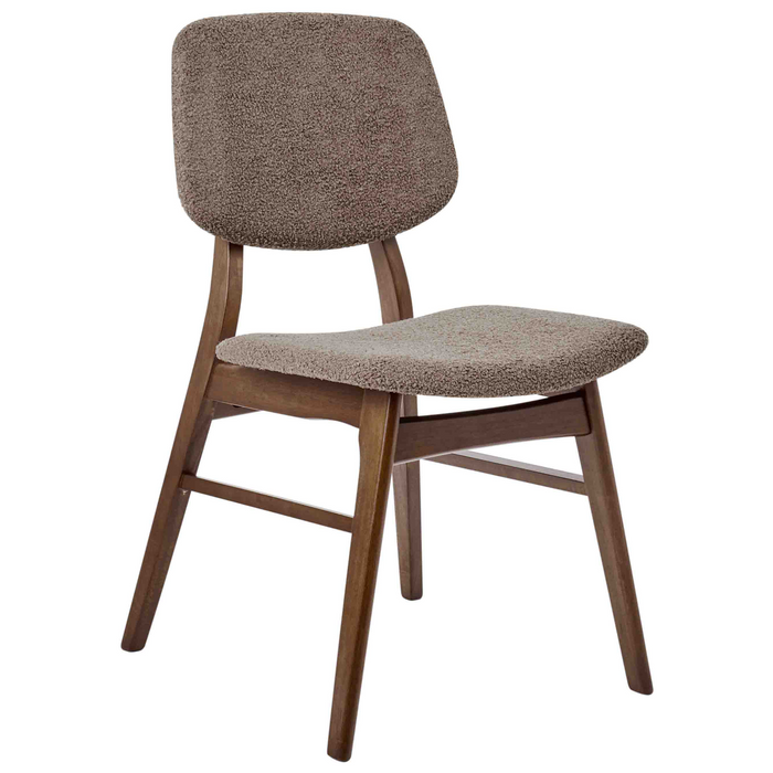 Beliani-ELAINE-Eetkamerstoel set van 2-Taupe-Donker hout|Bouclé