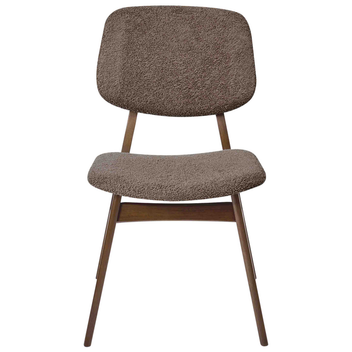 Beliani-ELAINE-Eetkamerstoel set van 2-Taupe-Donker hout|Bouclé