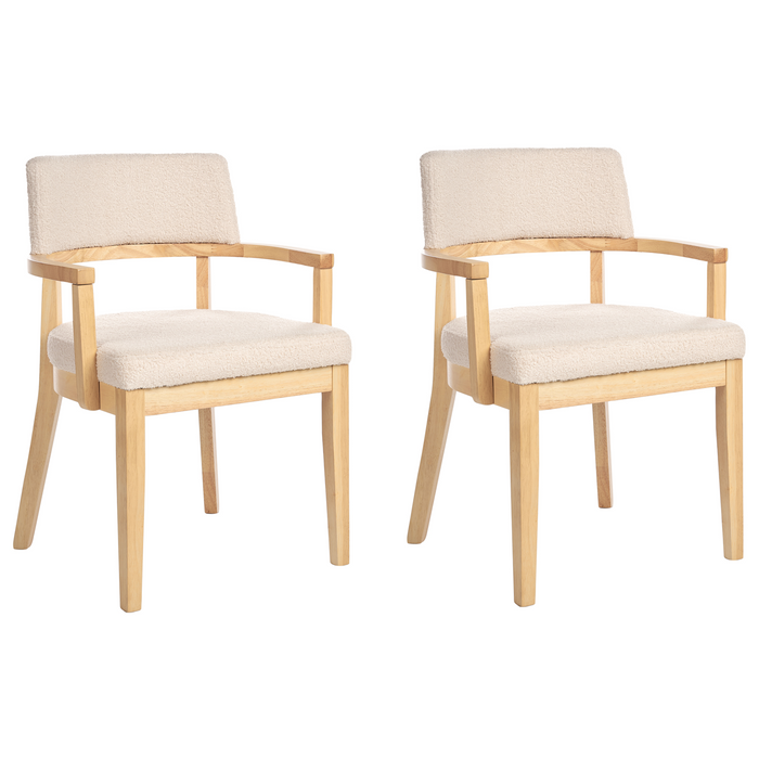 Beliani - DALBO - Eetkamerstoel set van 2 - Lichtbeige - Bouclé