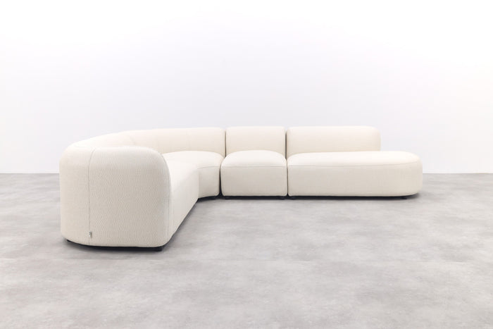 Madeira ronde hoekbank links + tussenelement - Naturel Sunbrella