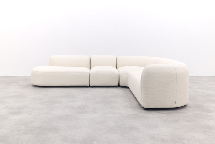 Madeira ronde hoekbank rechts + tussenelement - Naturel Sunbrella