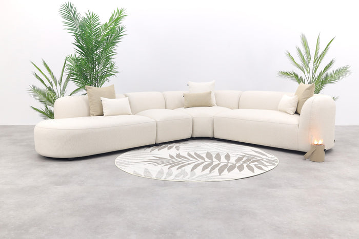 Madeira ronde hoekbank rechts + tussenelement - Naturel Sunbrella