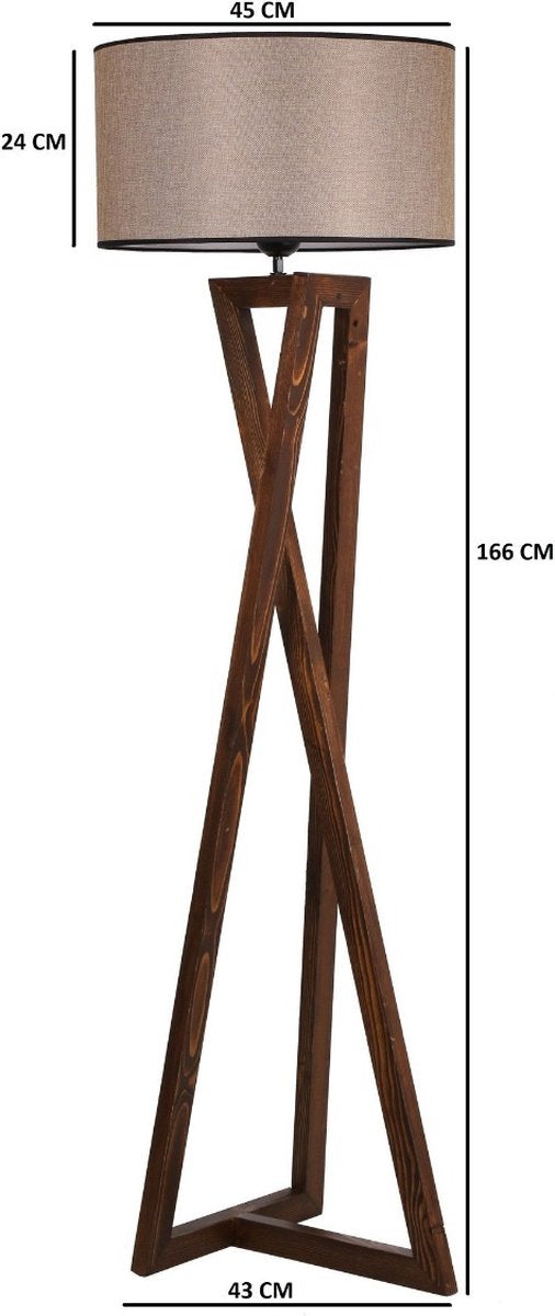 Asir | Vloerlamp | Okkernoot - 45 x 45 x 149 cm