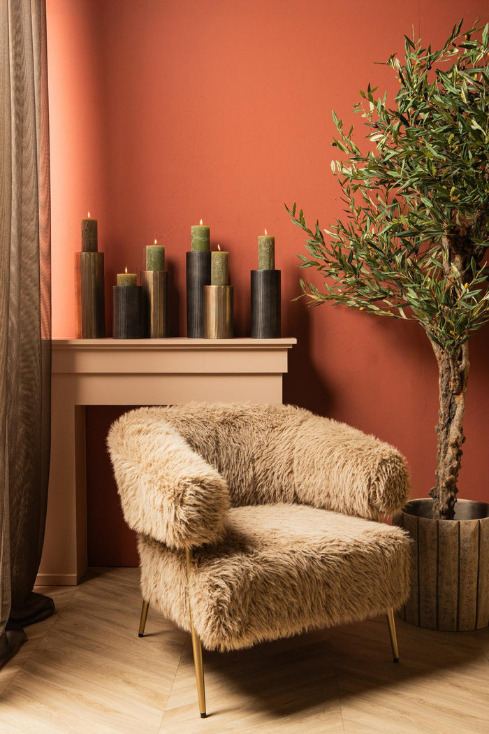 PTMD Jowad Antique Gold Alu Sheet Candle Holder Rib S