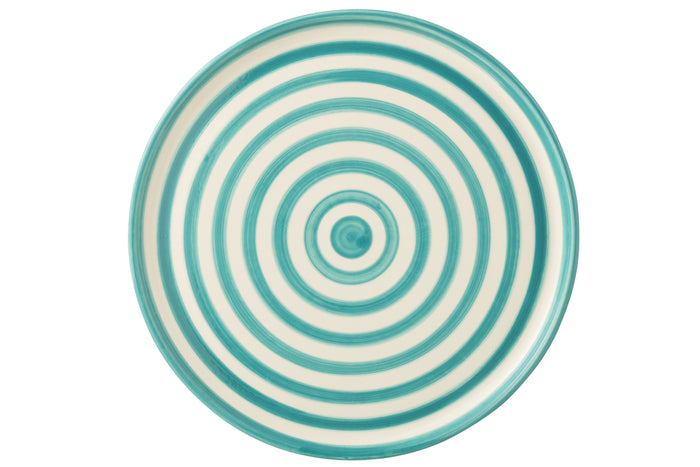 J-Line bord Granada Stripes - keramiek - wit|aqua