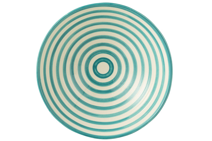 J-Line kom Lebrillo Granada Stripes - keramiek - wit|aqua