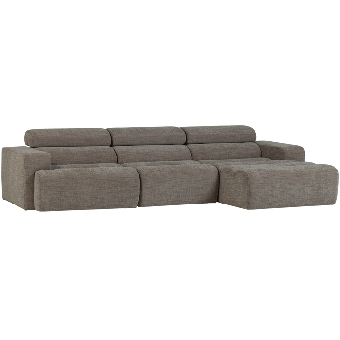 WOOOD Novi Chaise Longue Bank Rechts - Polyester - Grijs Melange