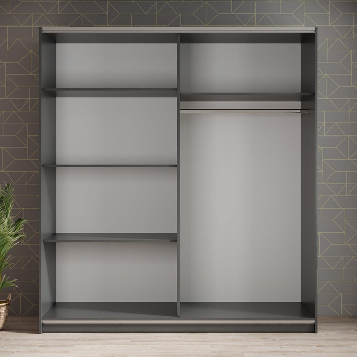 Meubella - Kledingkast Ganaro - Grijs - 180 cm - Met spiegel