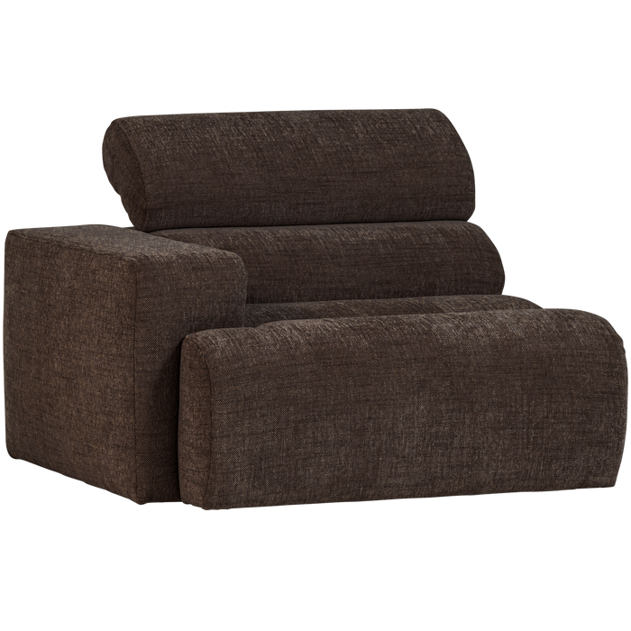 WOOOD Novi 1-Zits Element Bank Arm Links - Polyester - Donkerbruin