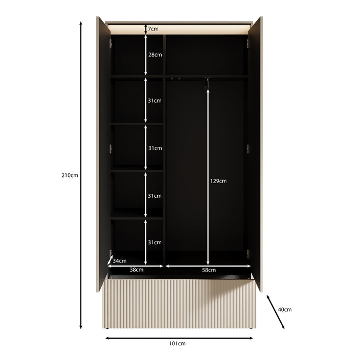 Meubella - Kledingkast Timoteo - Beige - 101 cm