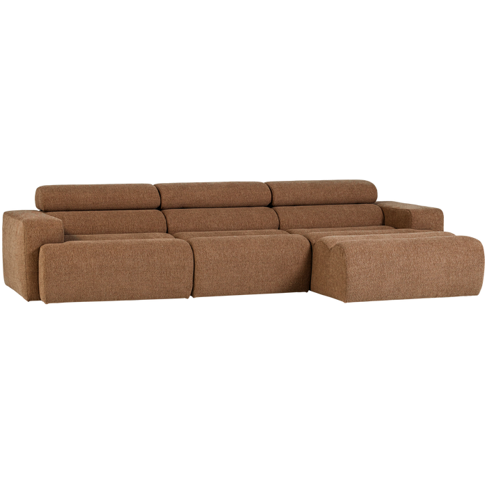 WOOOD Novi Chaise Longue Bank Rechts - Polyester -Karamelbruin Melange