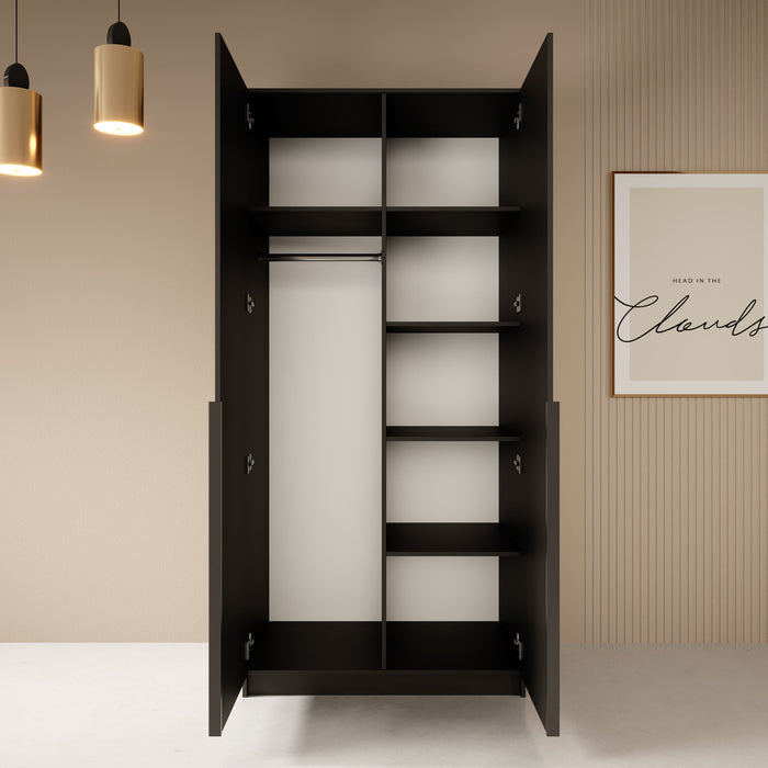 Meubella - Kledingkast Bruno - Zwart - 100 cm