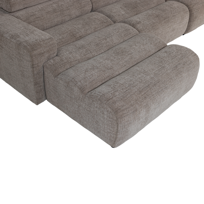 WOOOD Novi Chaise Longue Bank Links - Polyester - Grijs Melange