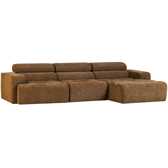 WOOOD Novi Chaise Longue Bank Rechts - Polyester - Karamelbruin