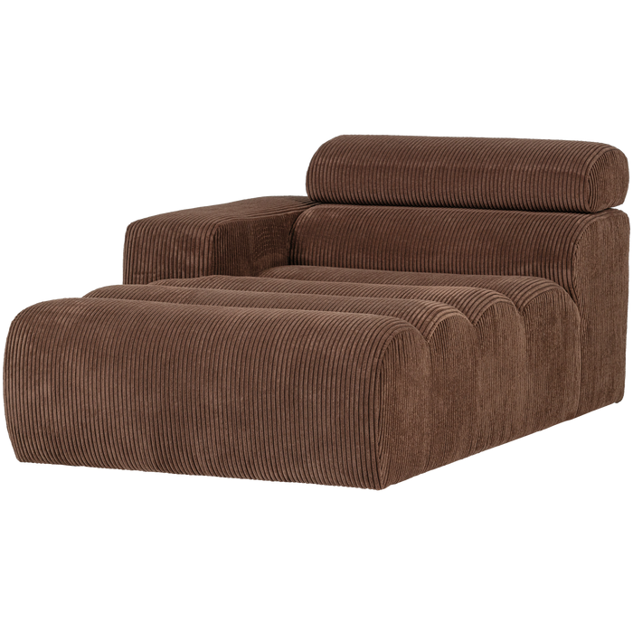 WOOOD Novi Chaise Longue Element Arm Links - Ribstof - Mokkabruin