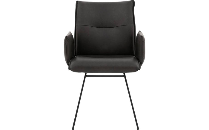 Goossens Eetkamerstoel Nica, Gestoffeerde armleuning - Leder met