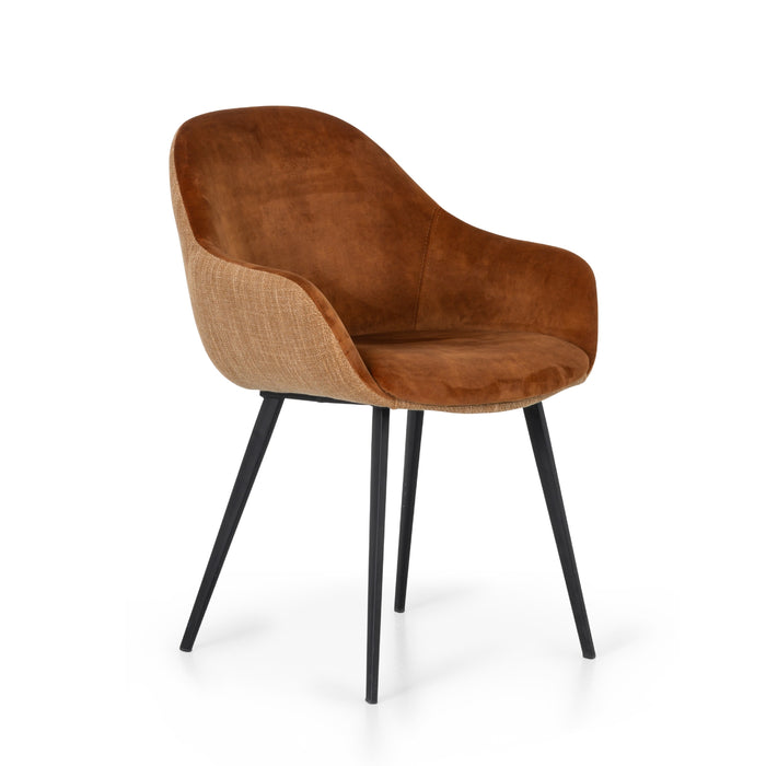 Eetkamerstoel Nora - Bruin - Velvet | Textiel | Metaal