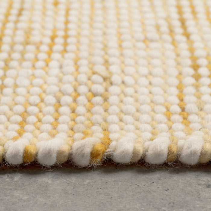 Vloerkleed Stip - Geel|Goud|Oker - 100% Wol